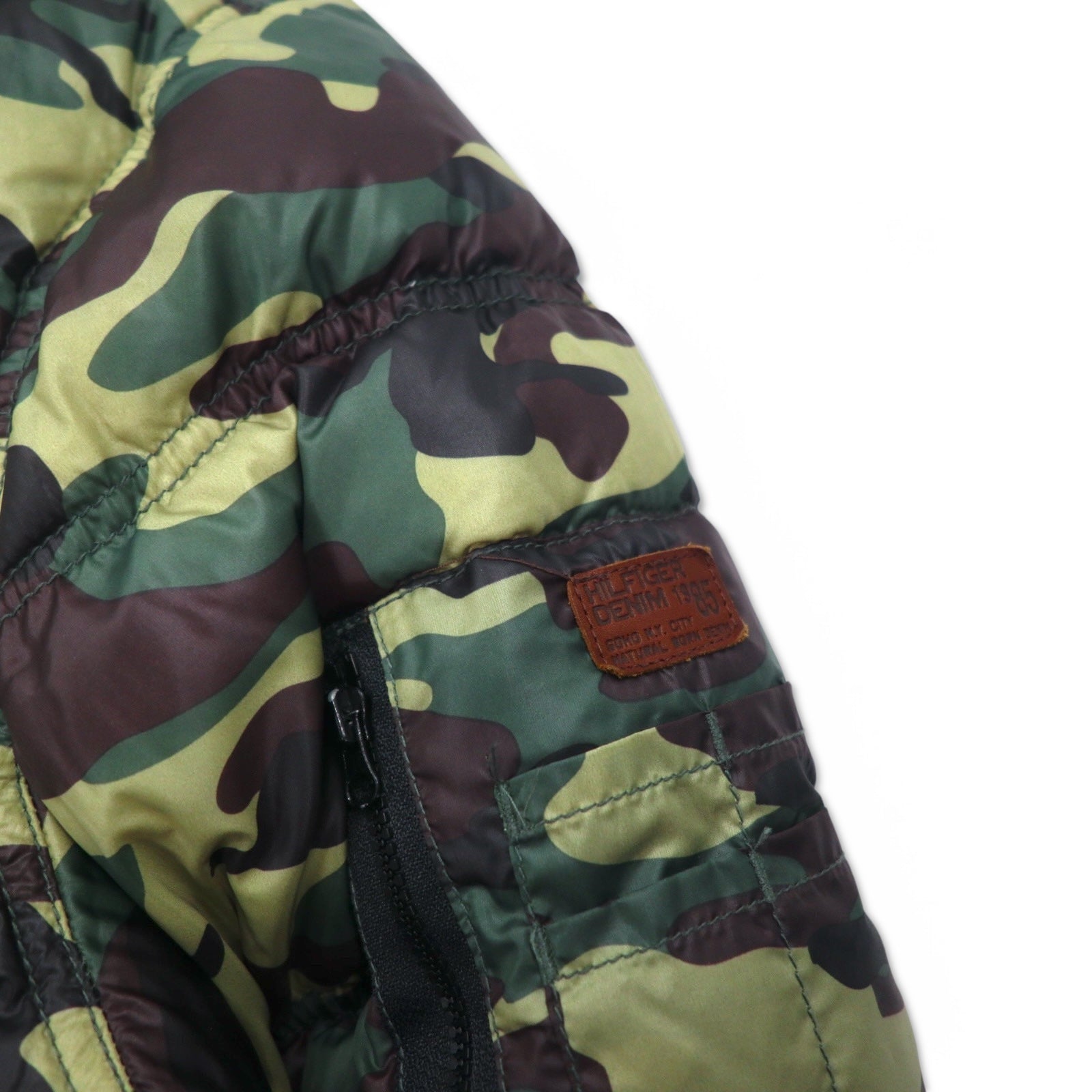 HILFIGER DENIM Piumino mimetico M cachi poliestere cappuccio removibile