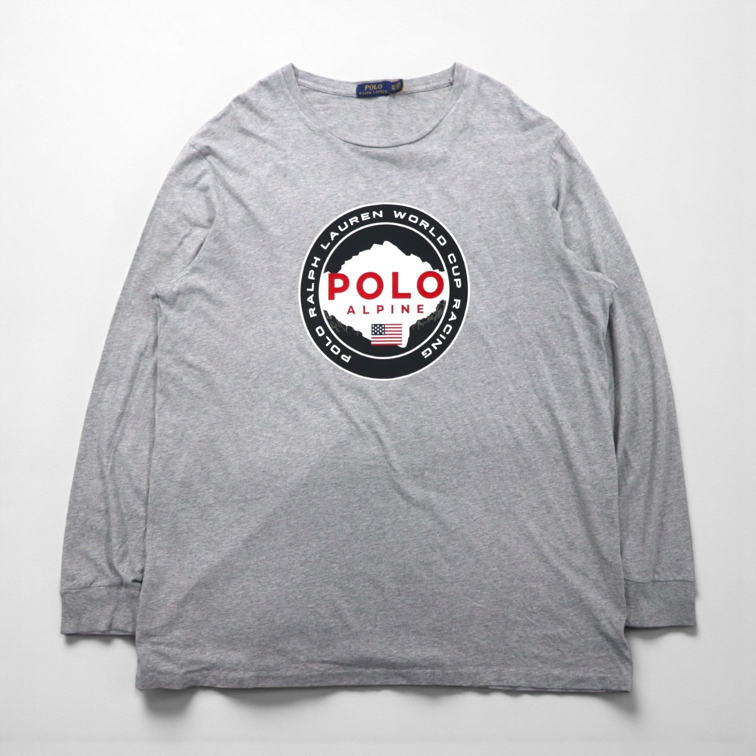 Polo Ralph Lauren 長袖Tシャツ ロンT XL グレー WORLD CUP RACING POLO ALPINE 袖ロゴ