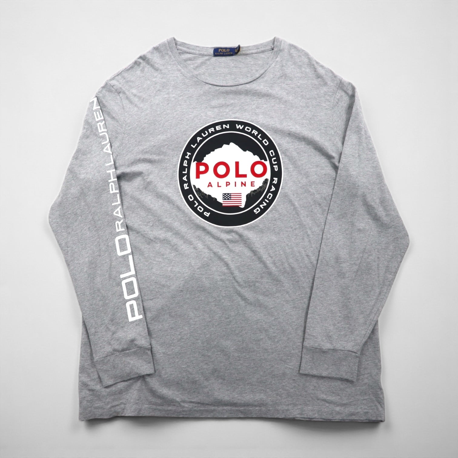 Polo Ralph Lauren 長袖Tシャツ ロンT XL グレー WORLD CUP RACING POLO ALPINE 袖ロゴ
