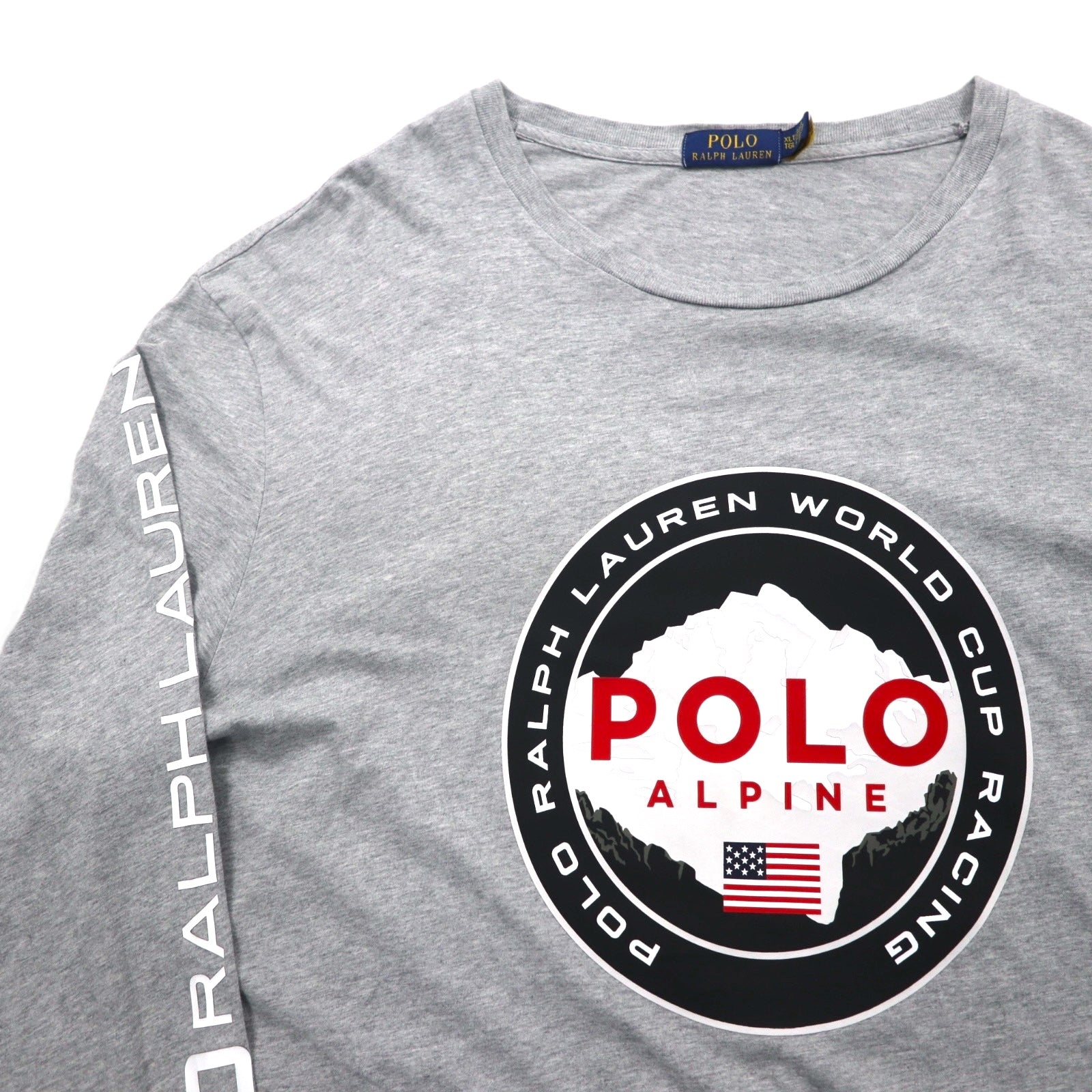 Polo Ralph Lauren 長袖Tシャツ ロンT XL グレー WORLD CUP RACING POLO ALPINE 袖ロゴ