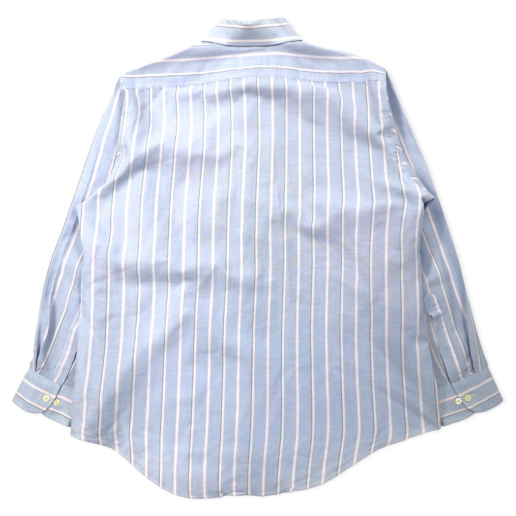 THE MEN'S STORE AT SEARS 90年代 オックスフォード ボタンダウンシャツ 16 1/2 ブルー ストライプ ポリエステル コットン SINGLE NEEDLE TAILORING