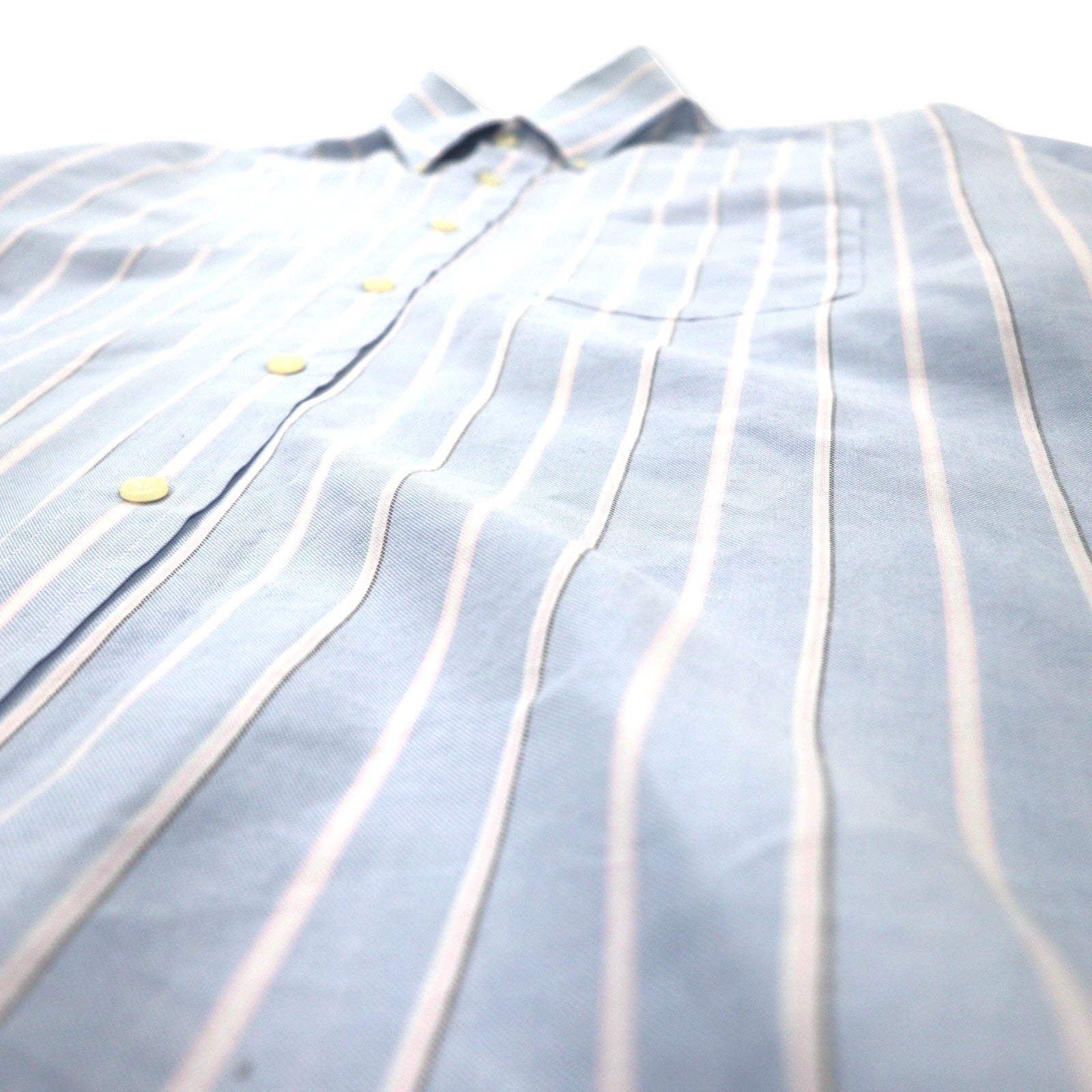 THE MEN'S STORE AT SEARS Anni '90 Camicia Oxford Button Down 16 1/2 Blu A Righe Poliestere Cotone SINGLE NEEDLE TAILORING