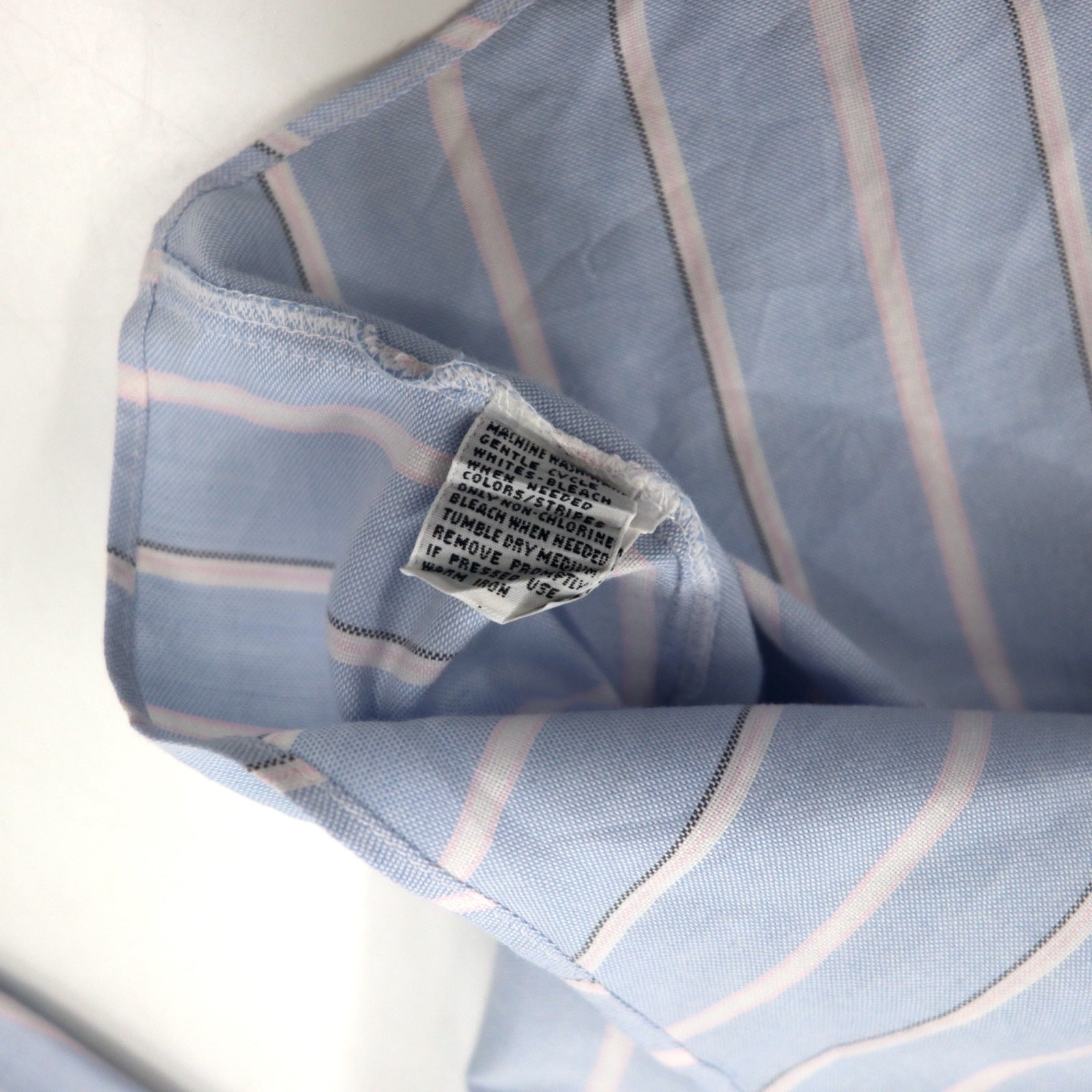 THE MEN'S STORE AT SEARS Anni '90 Camicia Oxford Button Down 16 1/2 Blu A Righe Poliestere Cotone SINGLE NEEDLE TAILORING