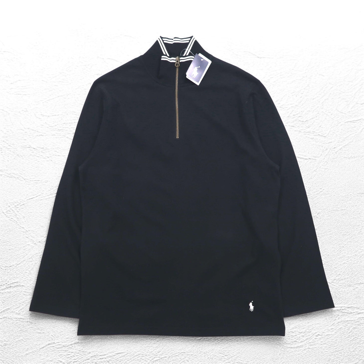 Polo by Ralph Lauren ハーフジップ トップス L ブラック コットン スモールポニー刺繍 未使用品