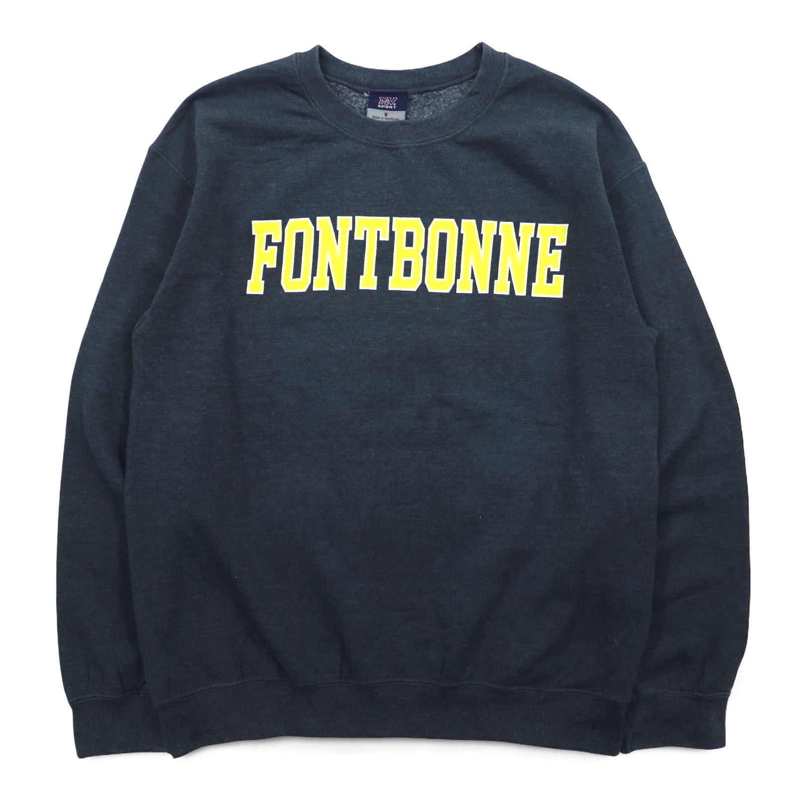 MV SPORT anni '90 felpa con stampa college M grigio cotone felpato FONTBONNE