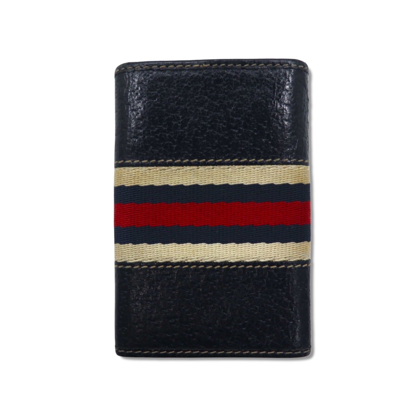 GUCCI Portachiavi a 6 anelli con linea Web navy in pelle made in Italy 154265 0959