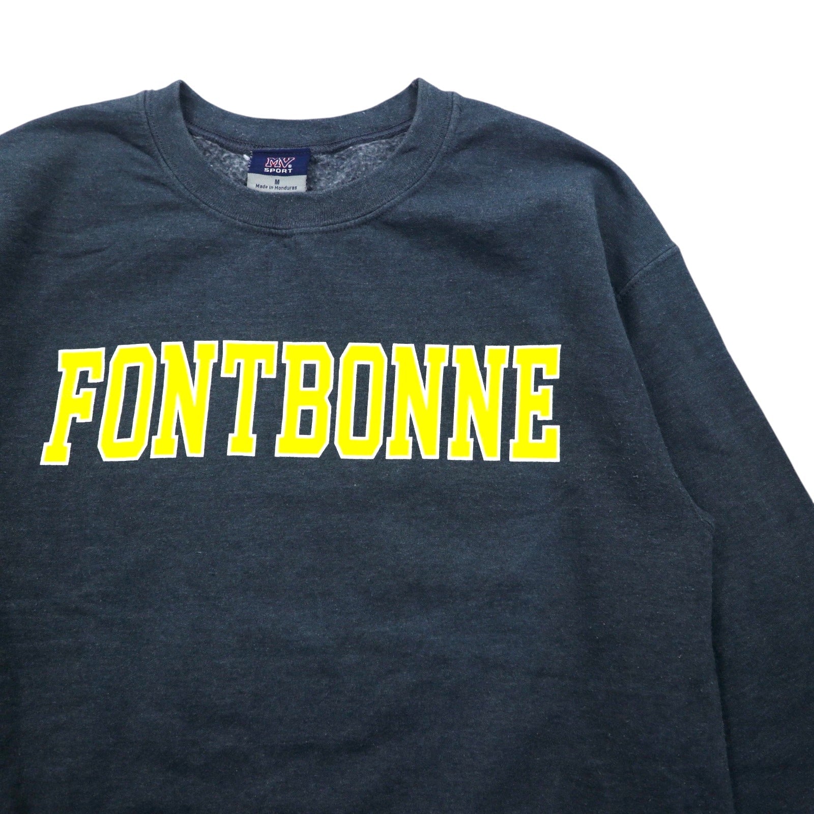 MV SPORT anni '90 felpa con stampa college M grigio cotone felpato FONTBONNE