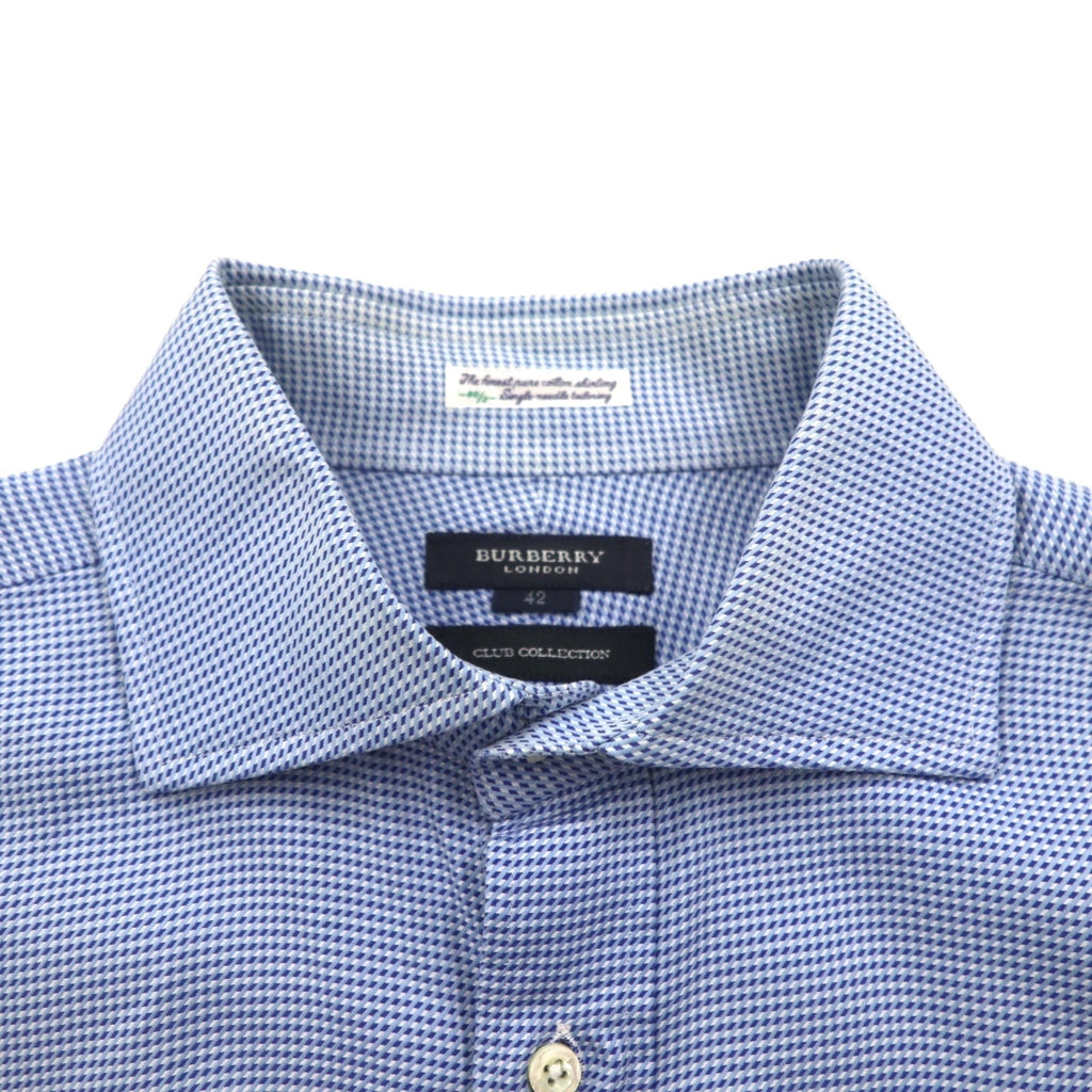 BURBERRY 日本製 ドレス シャツ XL ブルー CLUB COLLECTION カフスホール 胸ポケット