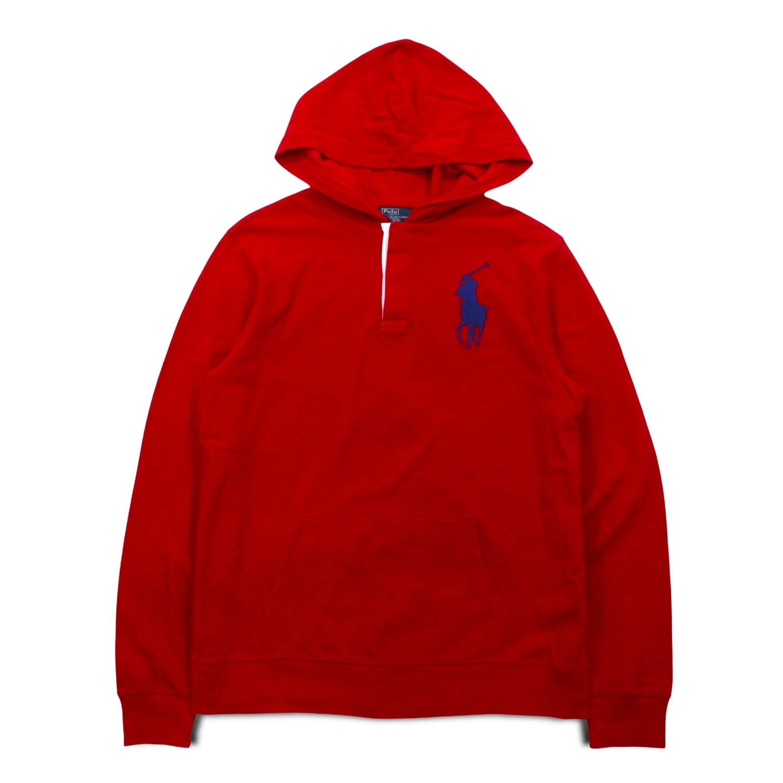 Polo by Ralph Lauren Felpa con cappuccio a mezza abbottonatura con ricamo Big Pony, taglia S, rosso, cotone piqué