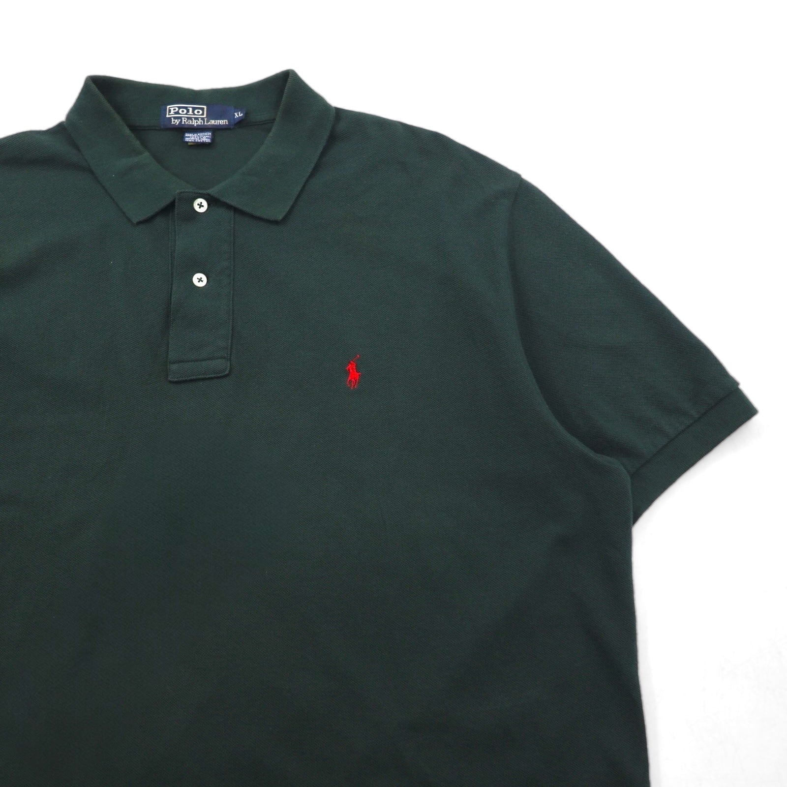 Polo by Ralph Lauren 90年代 ポロシャツ XL グリーン コットン 鹿の子 スモールポニー刺繍