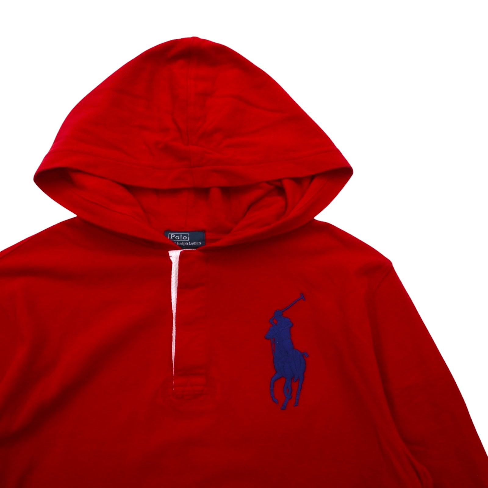 Polo by Ralph Lauren Felpa con cappuccio a mezza abbottonatura con ricamo Big Pony, taglia S, rosso, cotone piqué