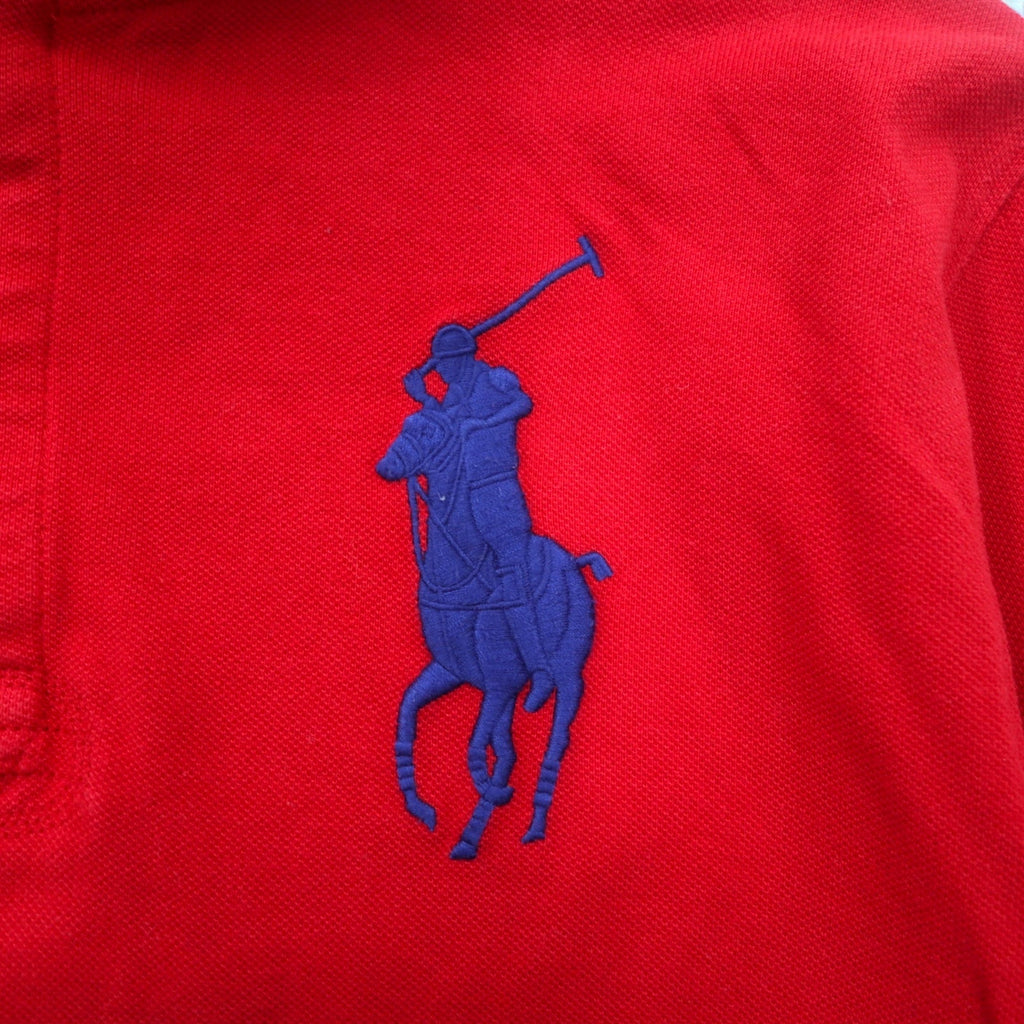 Polo by Ralph Lauren Felpa con cappuccio a mezza abbottonatura con ricamo Big Pony, taglia S, rosso, cotone piqué