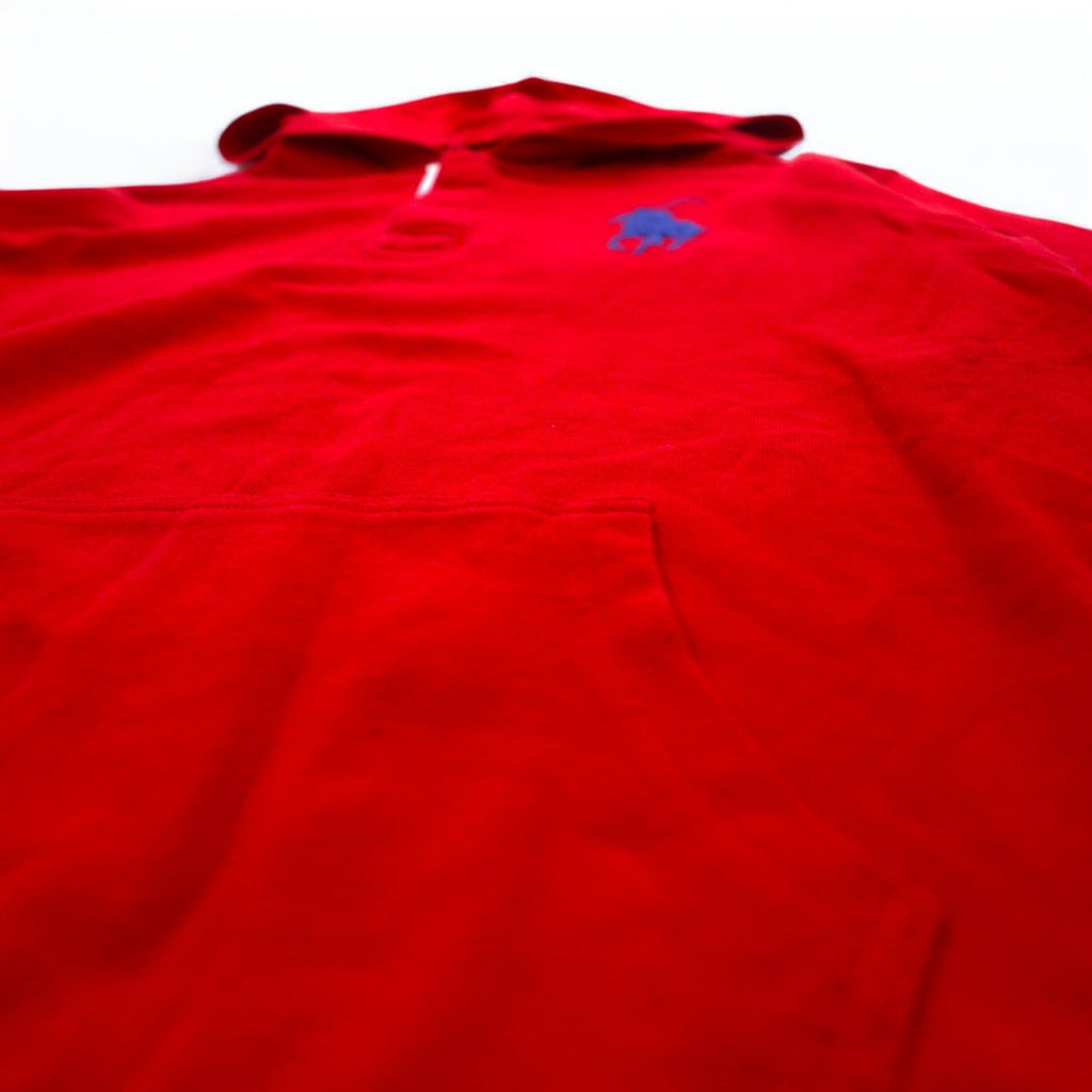 Polo by Ralph Lauren Felpa con cappuccio a mezza abbottonatura con ricamo Big Pony, taglia S, rosso, cotone piqué