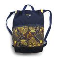 yoshio kubo × MSPC (MASTER PIECE) Zaino a sacco con coulisse, blu navy, in nylon e pelle, Made in Japan
