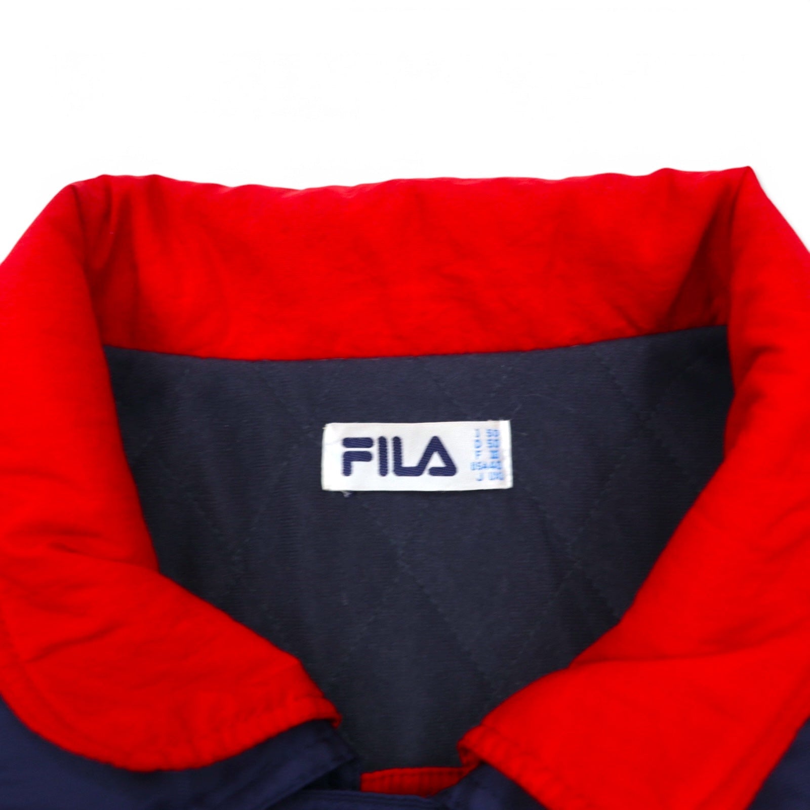 FILA Giacca a vela anni '90, XL, blu navy, poliestere, coulisse, fodera trapuntata