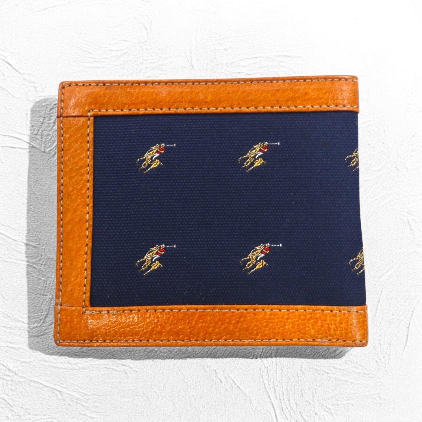 Polo by Ralph Lauren Portafoglio Bifold Portacarte Pelle Tela Ricamo All Over Pony