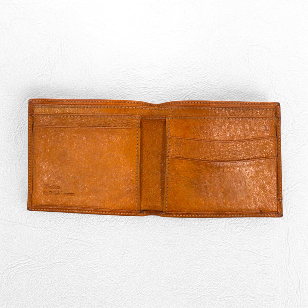 Polo by Ralph Lauren Portafoglio Bifold Portacarte Pelle Tela Ricamo All Over Pony