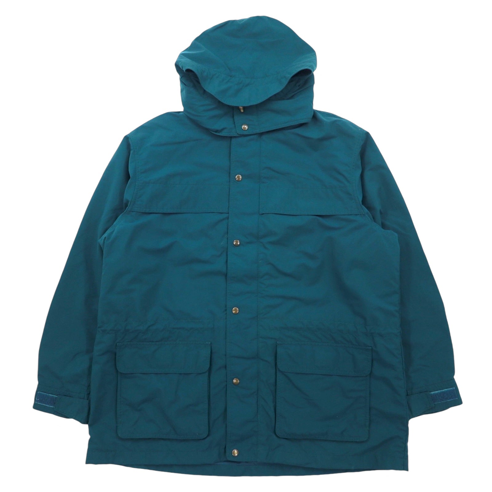 Eddie Bauer Anni '90 Giacca a vento XL Verde Nylon Fodera coperta Cappuccio removibile Coulisse