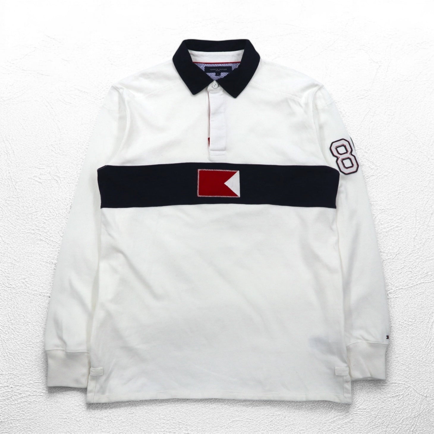 TOMMY HILFIGER SAILING Maglia rugby con logo a bandiera L bianca in cotone numerata