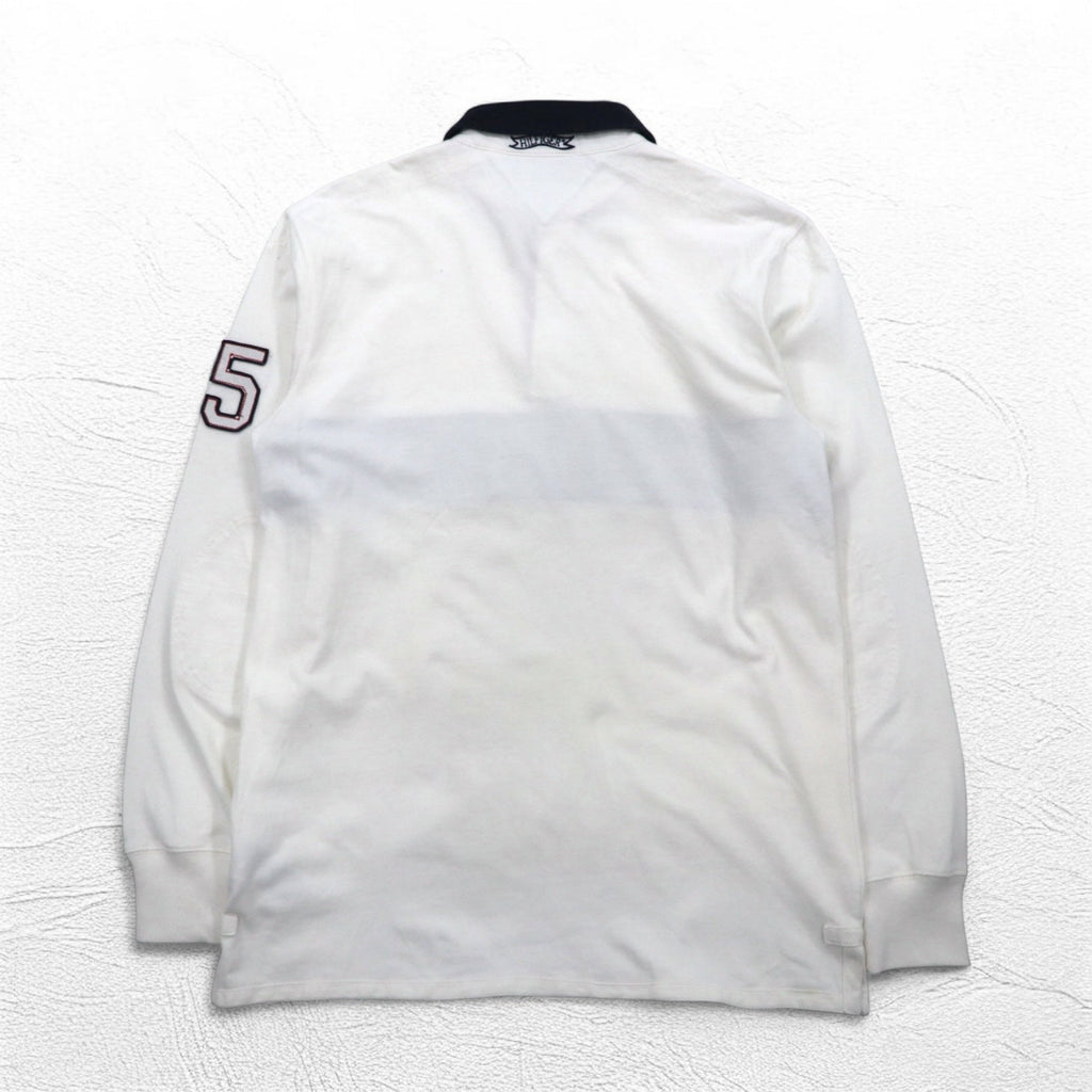 TOMMY HILFIGER SAILING Maglia rugby con logo a bandiera L bianca in cotone numerata