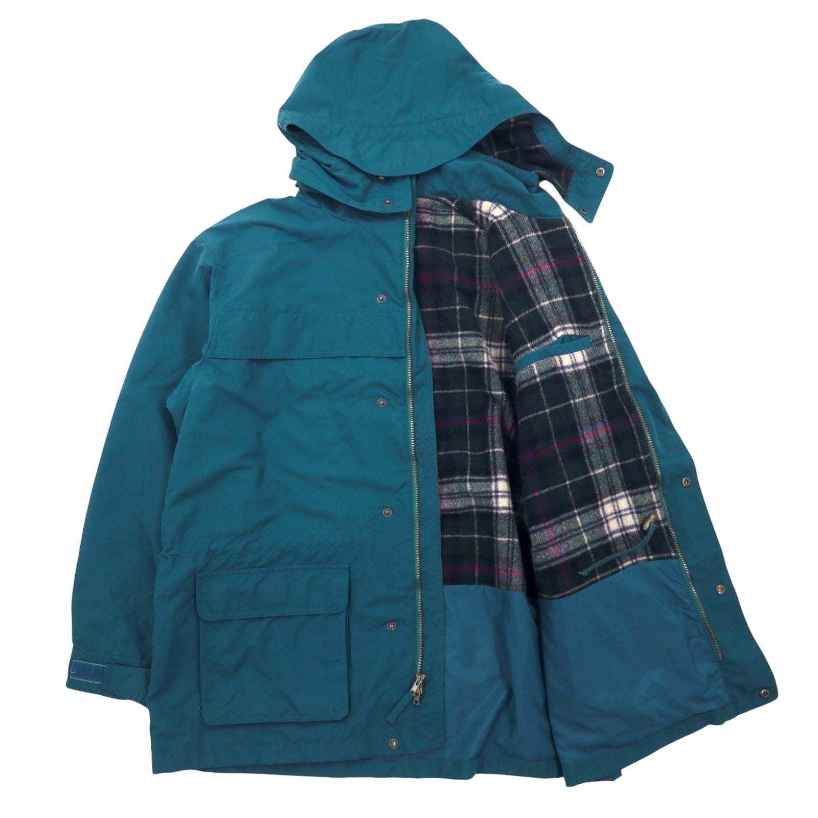 Eddie Bauer Anni '90 Giacca a vento XL Verde Nylon Fodera coperta Cappuccio removibile Coulisse