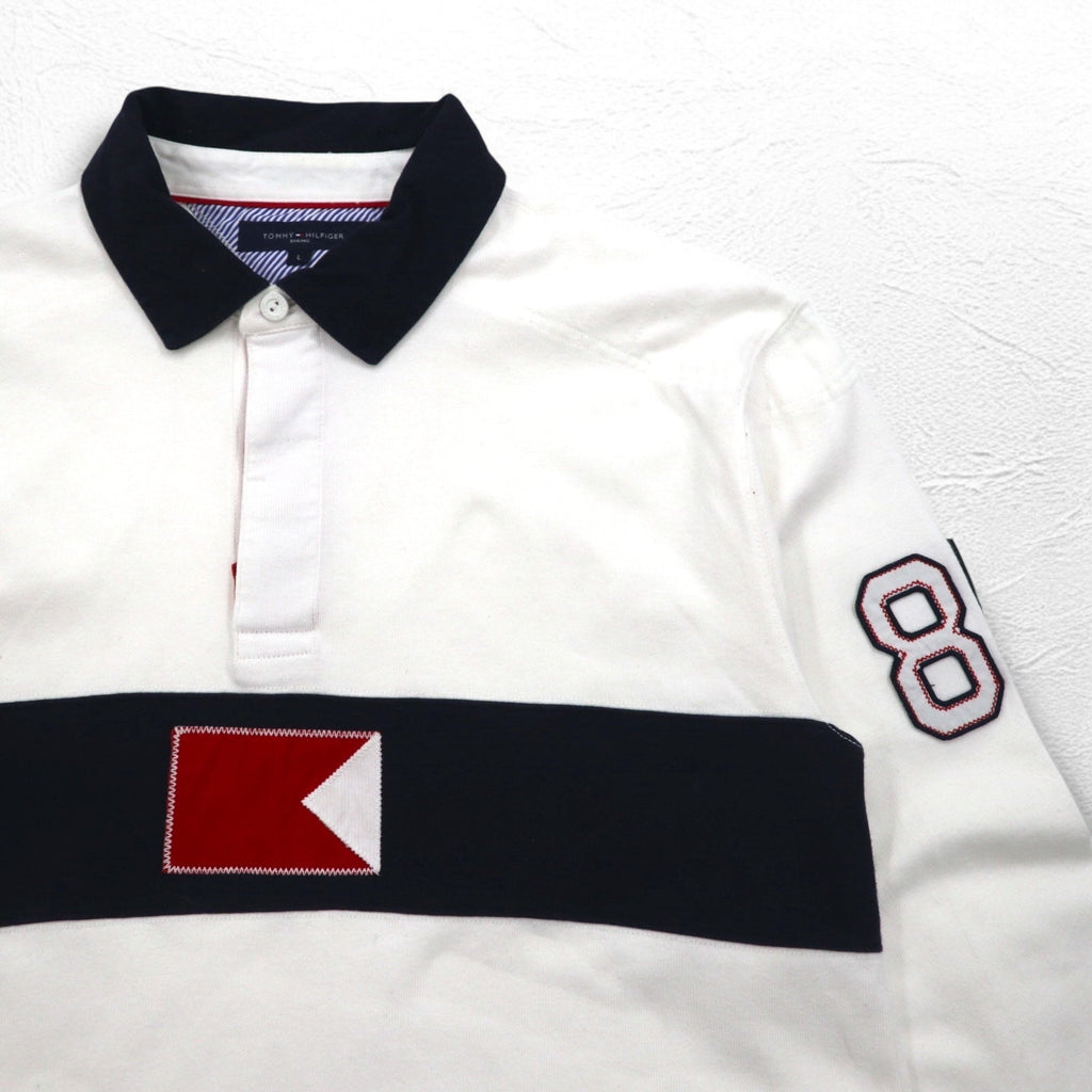 TOMMY HILFIGER SAILING Maglia rugby con logo a bandiera L bianca in cotone numerata