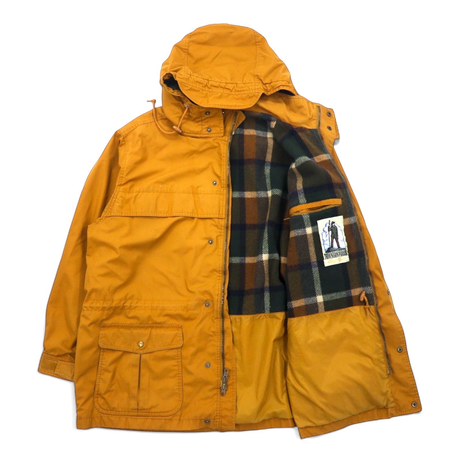 Eddie Bauer Anni '80 Parka da montagna XL Beige Poliestere Cotone 65/35 Cross Fodera in coperta Cappuccio staccabile Coulisse Parka da montagna foderato in lana