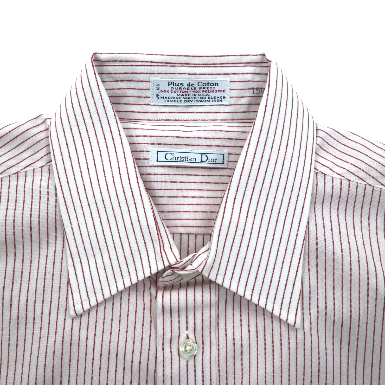 Christian Dior USA製 オールド ドレスシャツ L ホワイト ストライプ コットン 未使用品