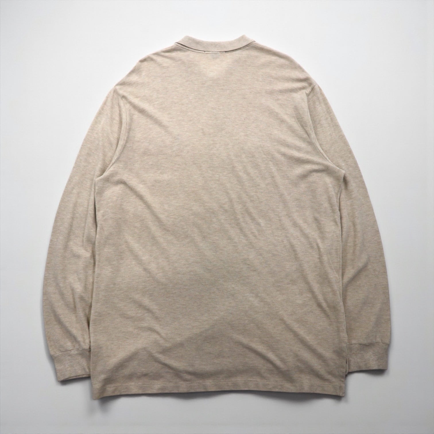 Polo Ralph Lauren 90年代 長袖ポロシャツ ラガーシャツ XL ベージュ 鹿の子 スモールポニー刺繡