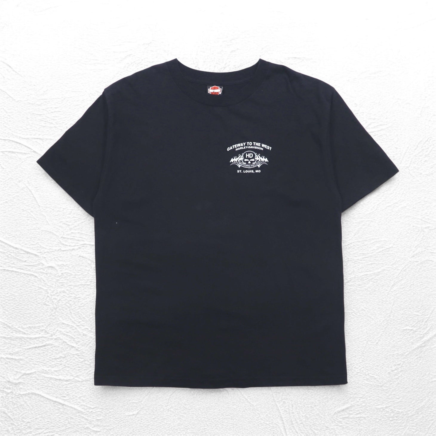 HARLEY DAVIDSON anni 2000 Prodotto negli USA Maglietta con stampa teschio e fiamme 2XL Nera Cotone ST LOUIS MO