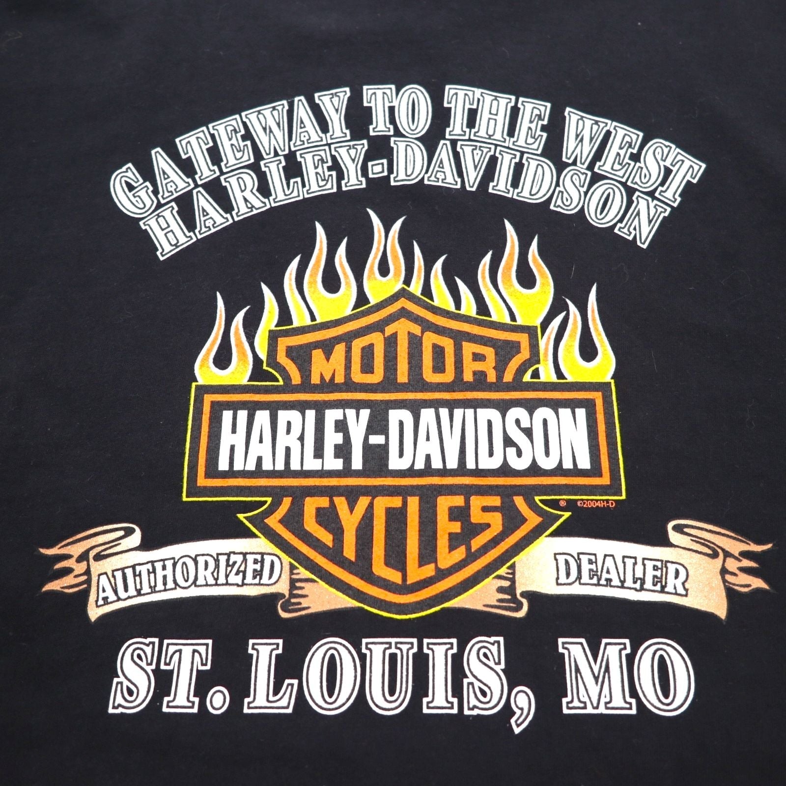 HARLEY DAVIDSON anni 2000 Prodotto negli USA Maglietta con stampa teschio e fiamme 2XL Nera Cotone ST LOUIS MO