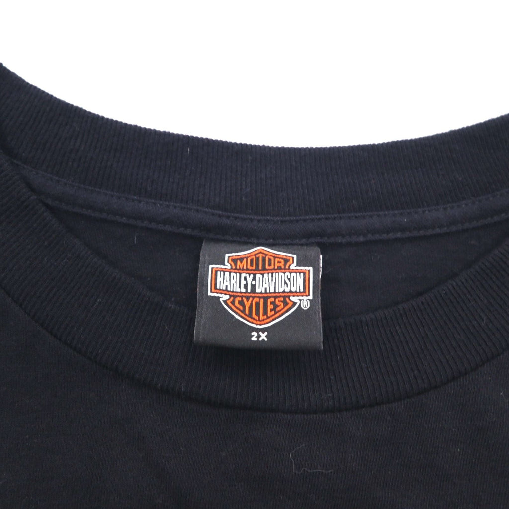 HARLEY DAVIDSON anni 2000 Prodotto negli USA Maglietta con stampa teschio e fiamme 2XL Nera Cotone ST LOUIS MO