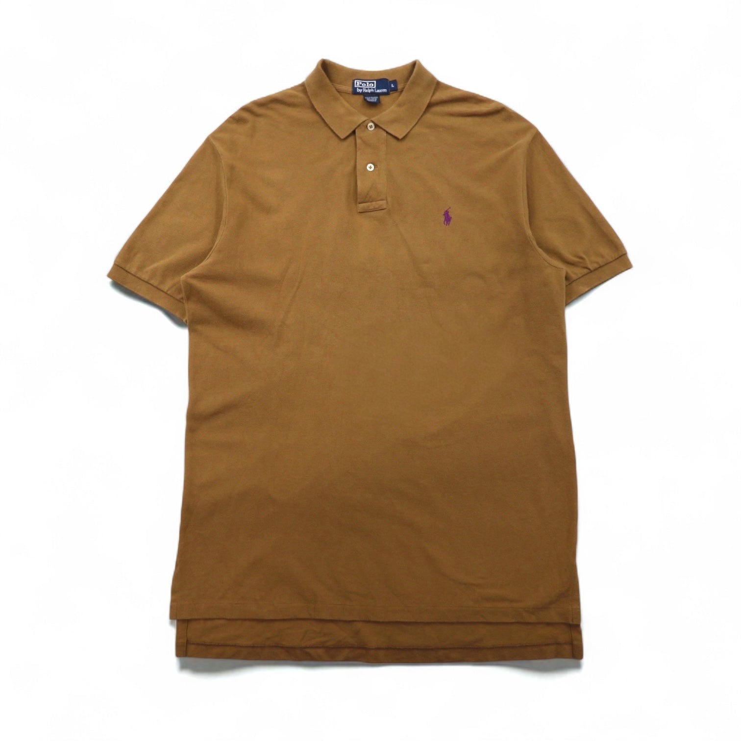 Polo by Ralph Lauren 90年代 ポロシャツ L キャメル コットン 鹿の子 スモールポニー刺繍