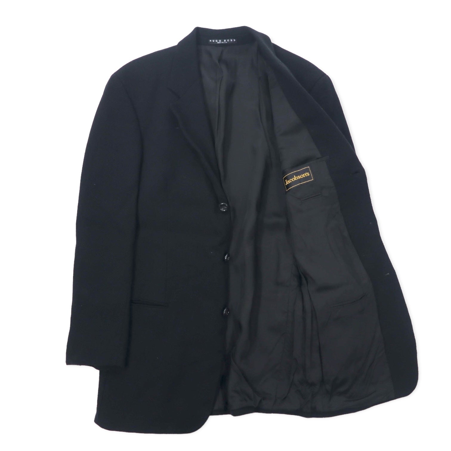 HUGO BOSS Made in USA Giacca monopetto a 3 bottoni 40L Nera Lana EINSTEIN