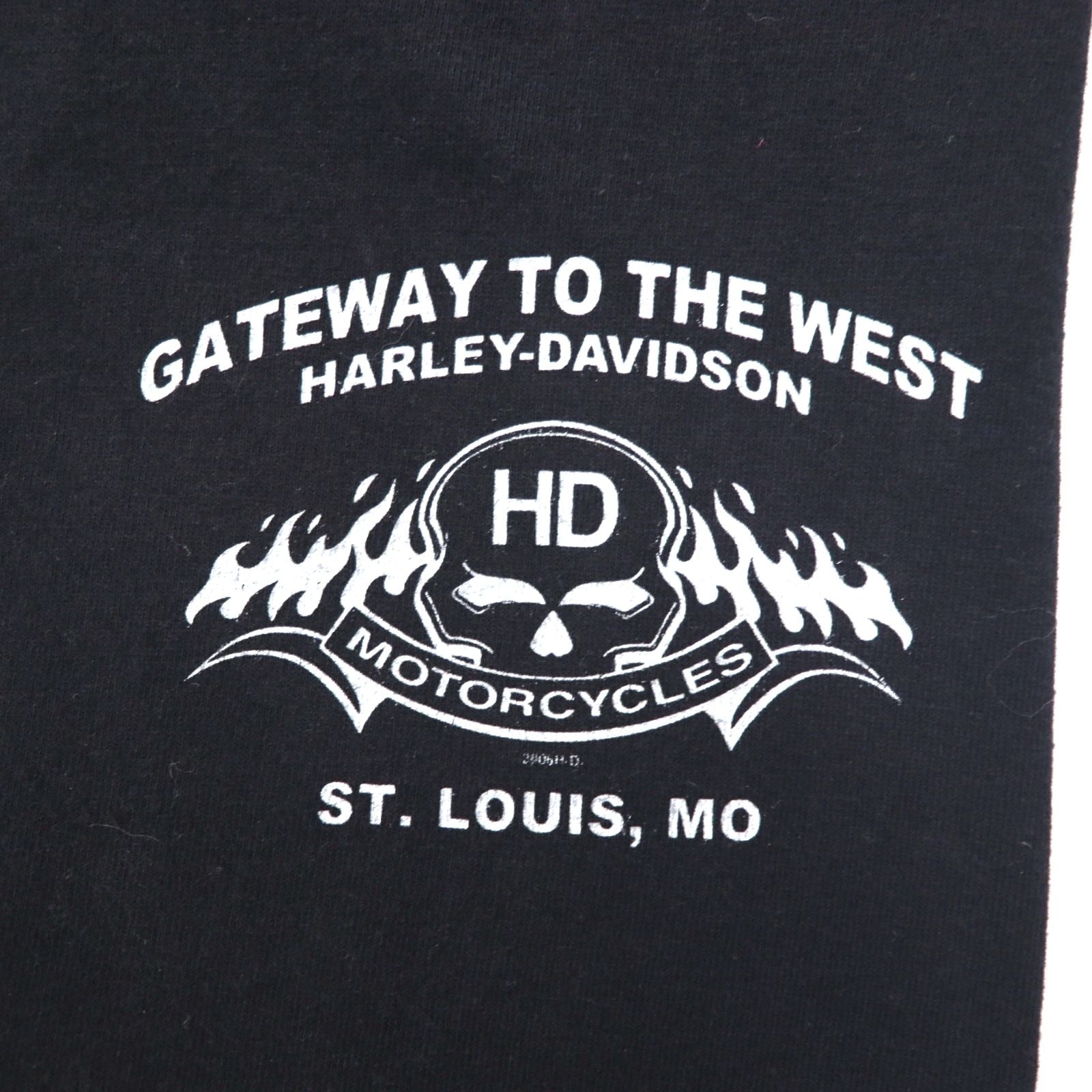 HARLEY DAVIDSON anni 2000 Prodotto negli USA Maglietta con stampa teschio e fiamme 2XL Nera Cotone ST LOUIS MO