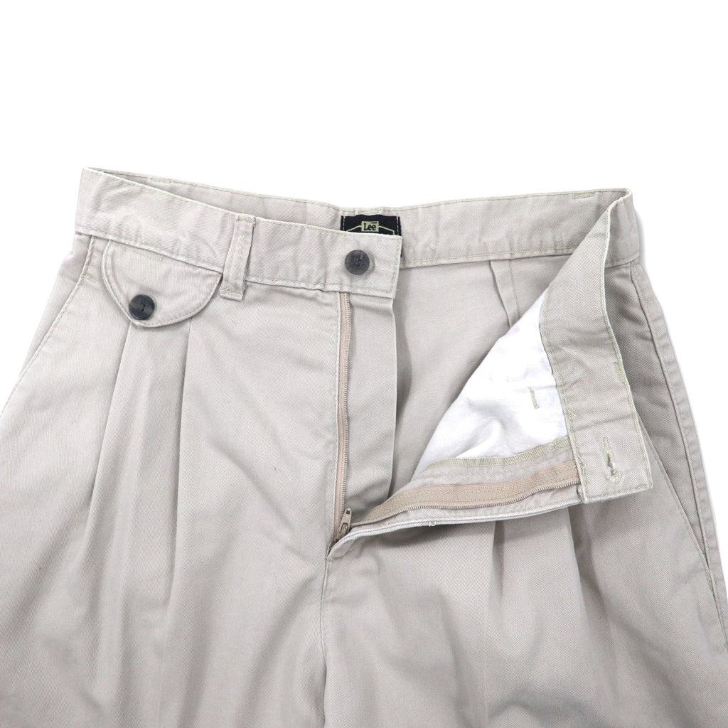 Lee CASUALS Anni '90 Pantaloni Chino a Pieghe Ampi Affusolati M Beige Cotone WRINKLE FREE Fabbricati in Messico