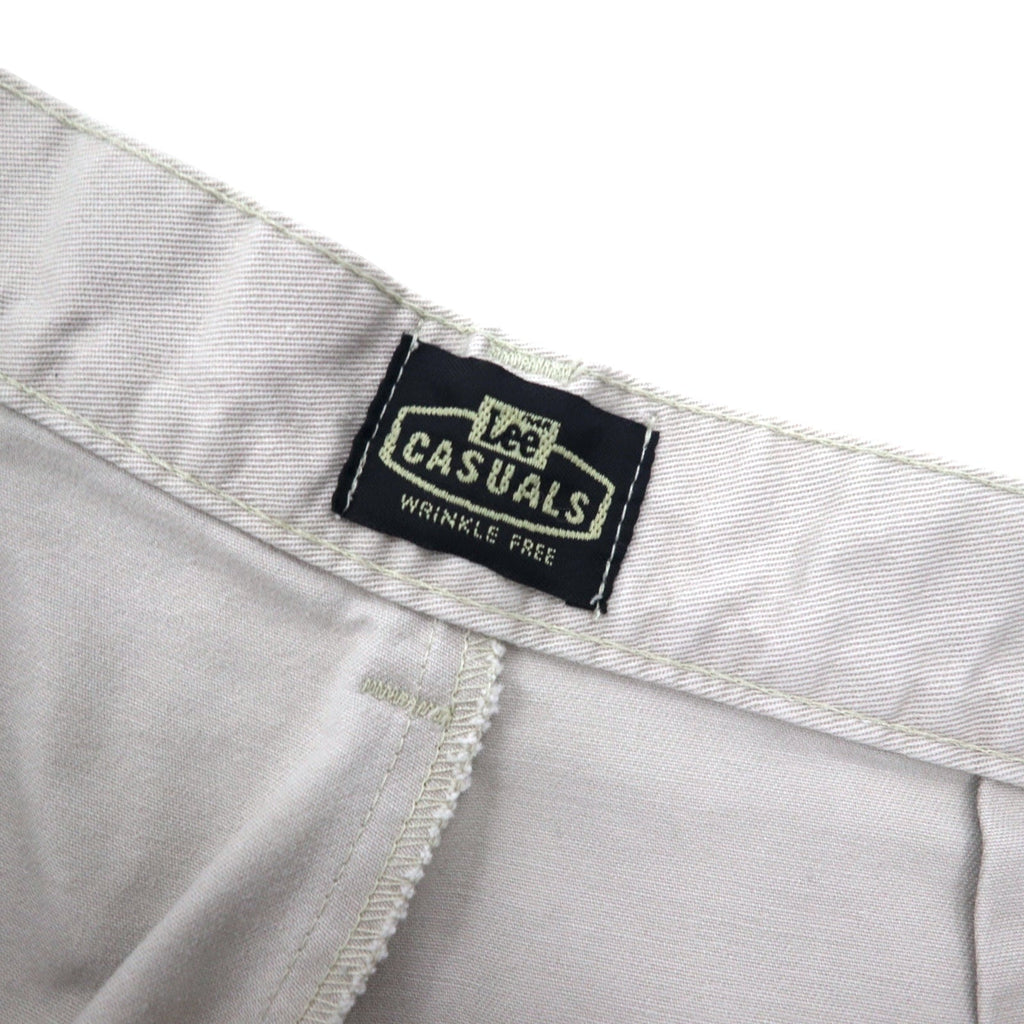 Lee CASUALS Anni '90 Pantaloni Chino a Pieghe Ampi Affusolati M Beige Cotone WRINKLE FREE Fabbricati in Messico