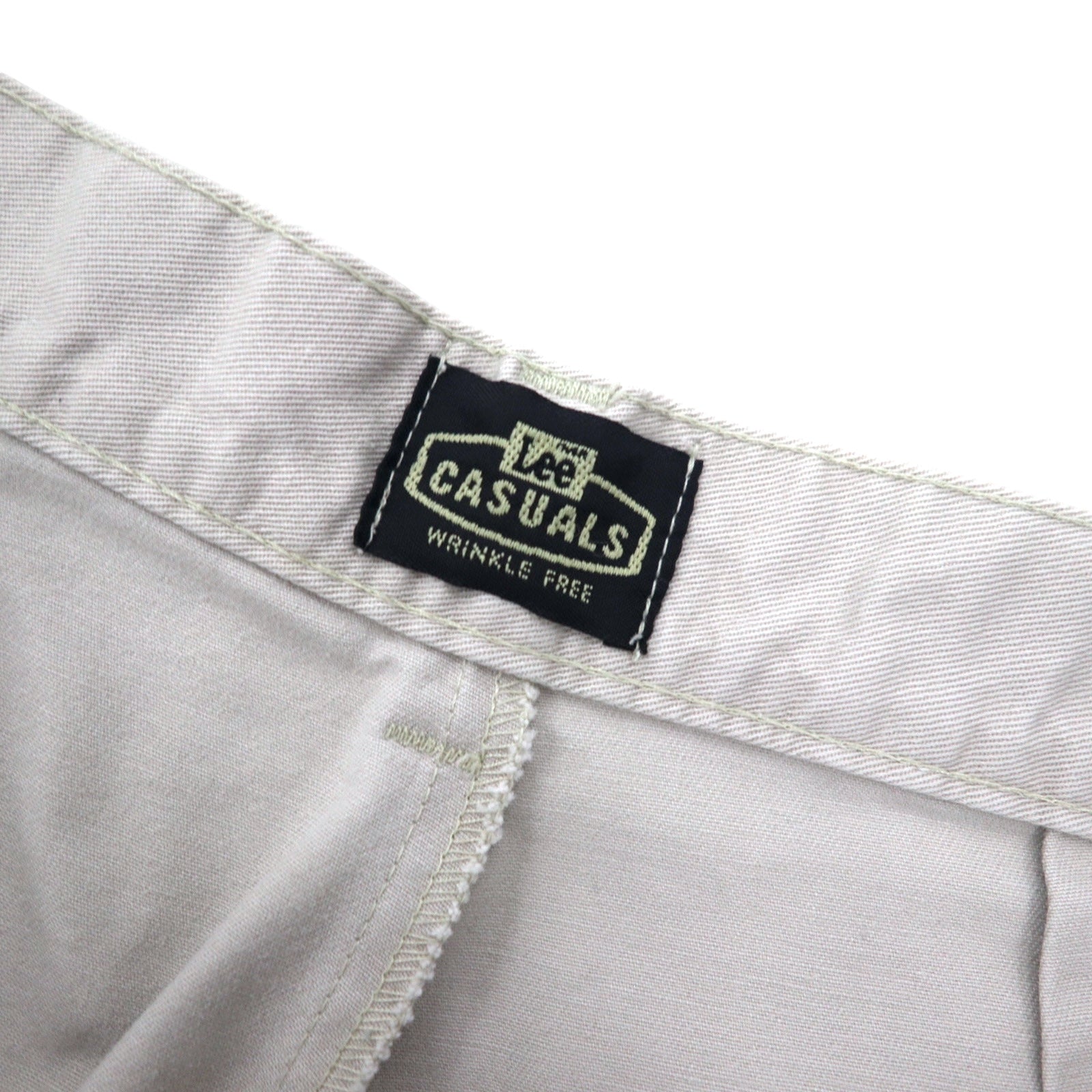 Lee CASUALS Anni '90 Pantaloni Chino a Pieghe Ampi Affusolati M Beige Cotone WRINKLE FREE Fabbricati in Messico