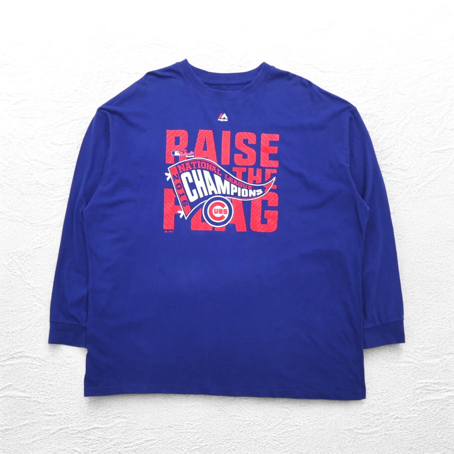 Majestic T-shirt a maniche lunghe, taglia 3XL, colore blu, cotone, MLB CUBS, taglia grande