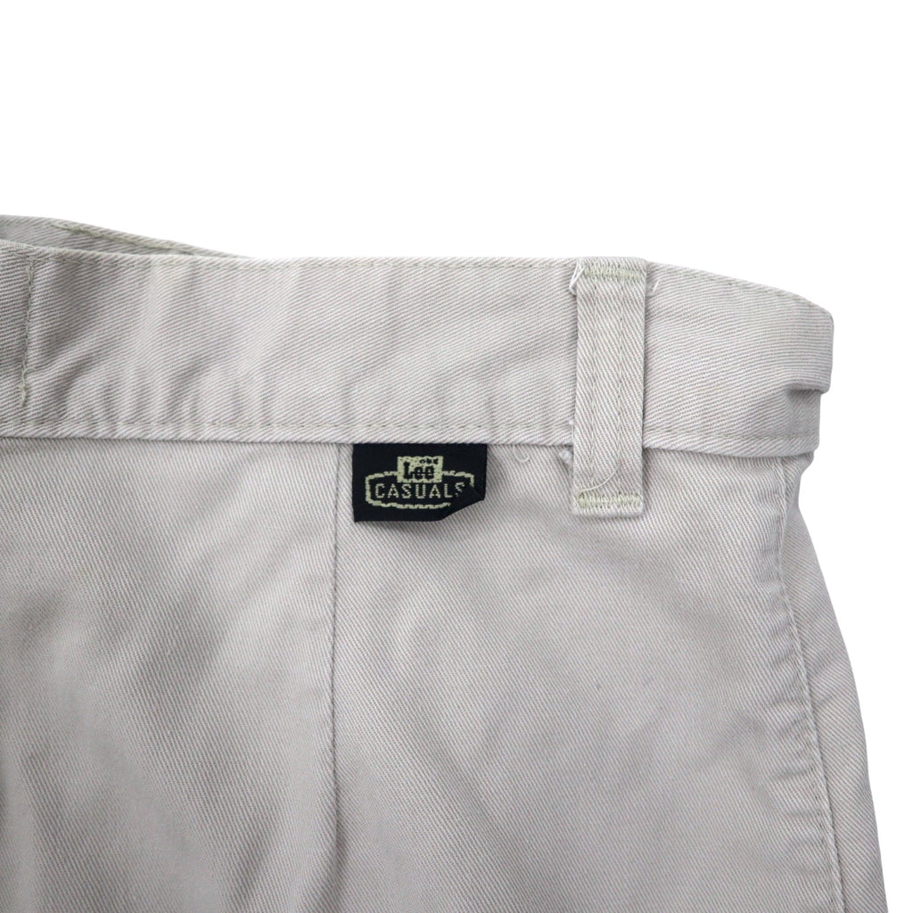 Lee CASUALS Anni '90 Pantaloni Chino a Pieghe Ampi Affusolati M Beige Cotone WRINKLE FREE Fabbricati in Messico