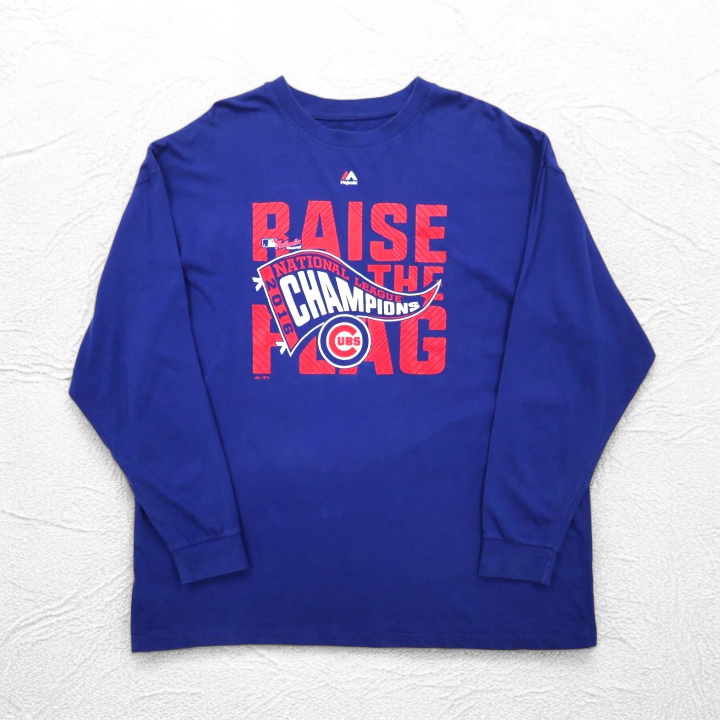 Majestic T-shirt a maniche lunghe, taglia 3XL, colore blu, cotone, MLB CUBS, taglia grande