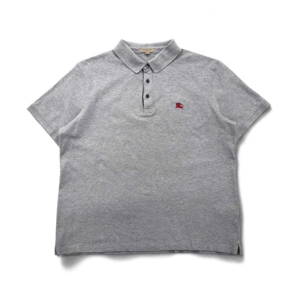 BURBERRY BRIT Polo attuale 2XL Grigio Cotone Piqué Logo ricamato