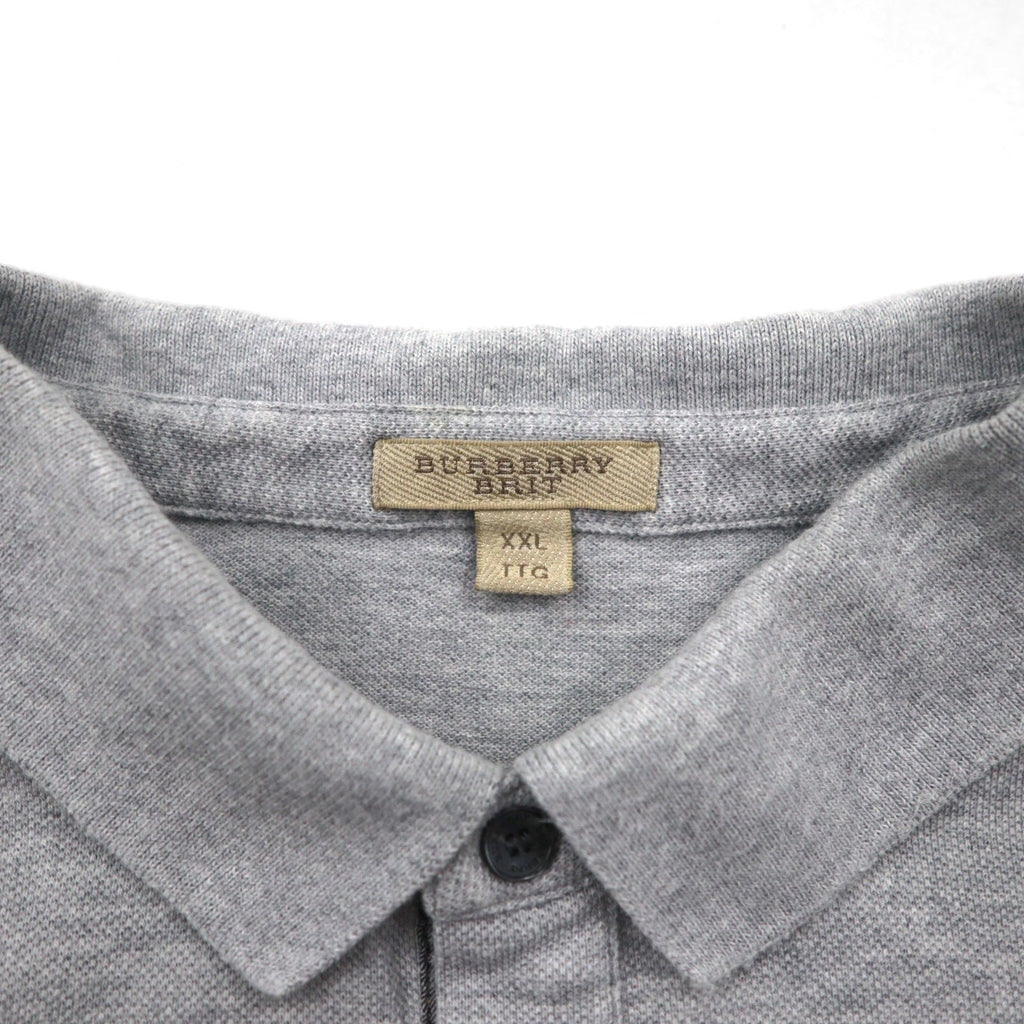BURBERRY BRIT Polo attuale 2XL Grigio Cotone Piqué Logo ricamato