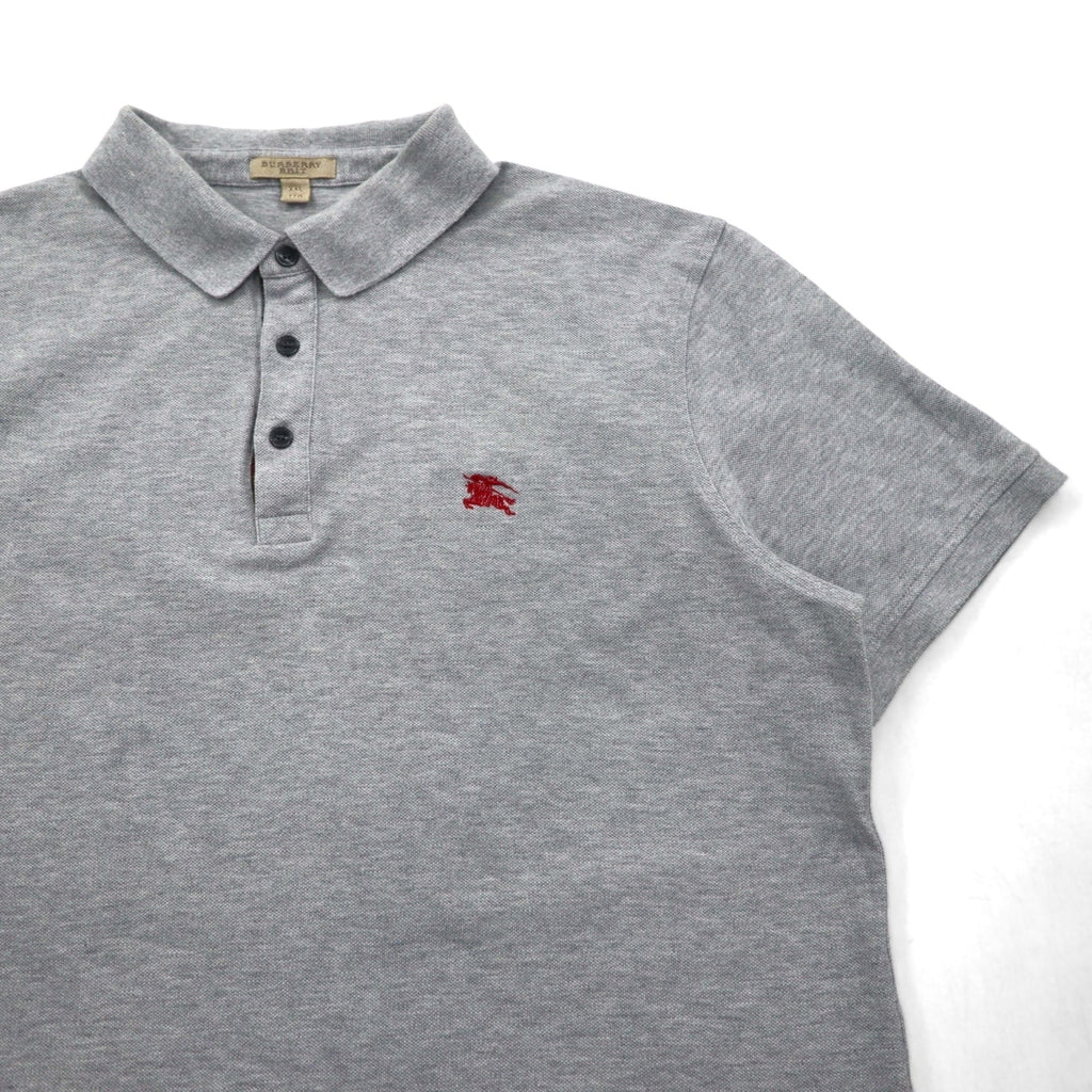 BURBERRY BRIT Polo attuale 2XL Grigio Cotone Piqué Logo ricamato
