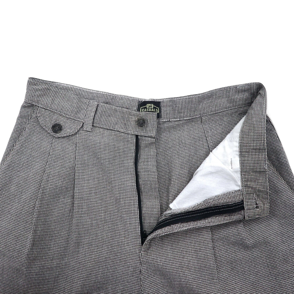 Lee CASUALS Chino a vita alta con pieghe ampie affusolate anni '90 L grigio motivo pied de poule cotone WRINKLE FREE Prodotto nella Repubblica Dominicana