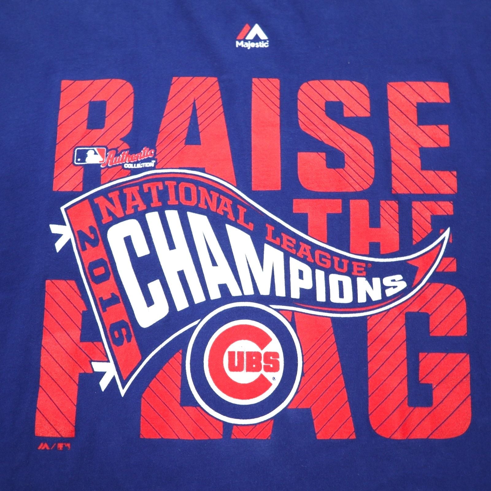 Majestic T-shirt a maniche lunghe, taglia 3XL, colore blu, cotone, MLB CUBS, taglia grande
