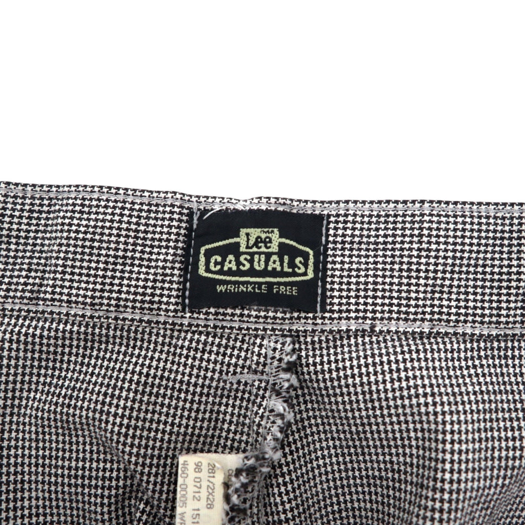 Lee CASUALS Chino a vita alta con pieghe ampie affusolate anni '90 L grigio motivo pied de poule cotone WRINKLE FREE Prodotto nella Repubblica Dominicana