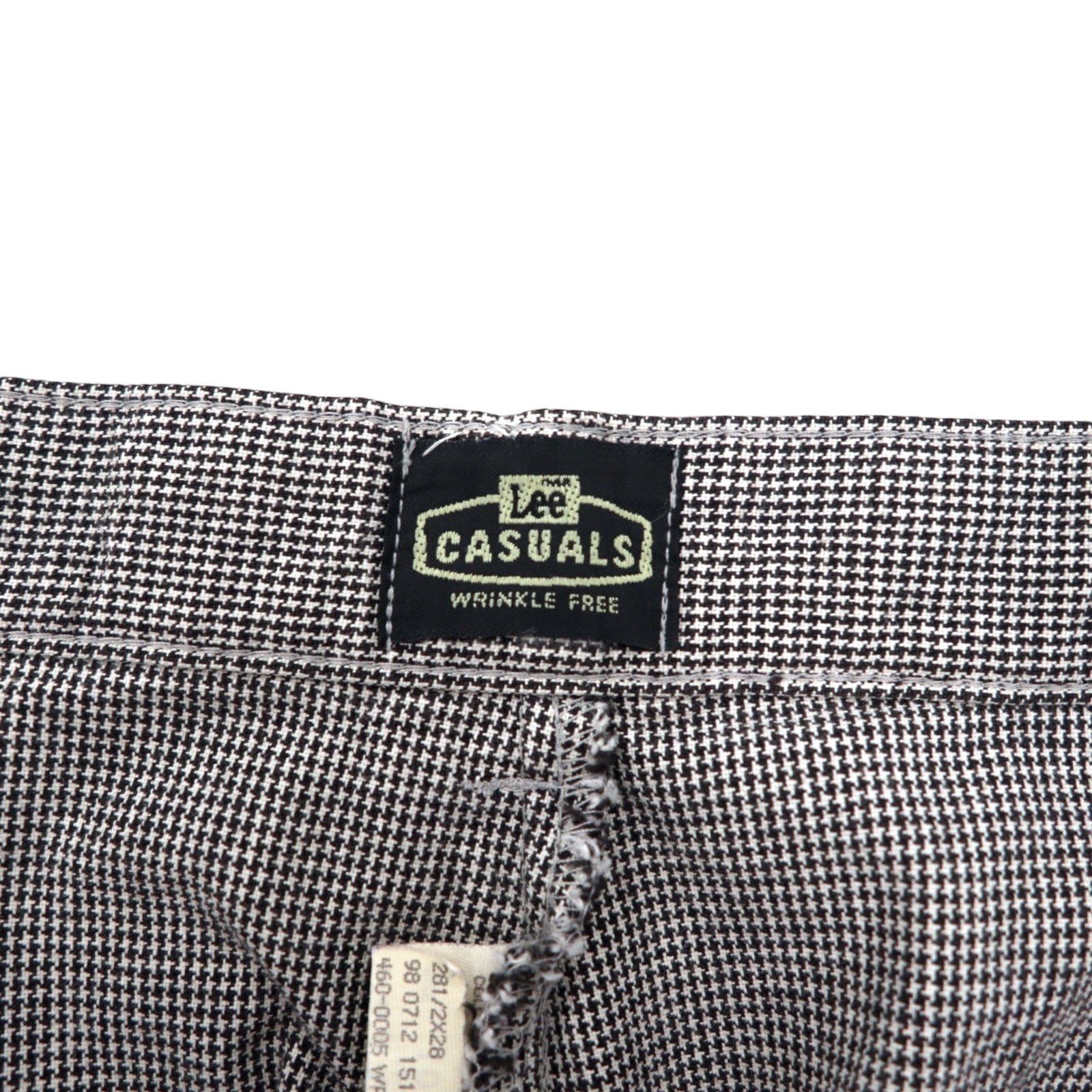 Lee CASUALS Chino a vita alta con pieghe ampie affusolate anni '90 L grigio motivo pied de poule cotone WRINKLE FREE Prodotto nella Repubblica Dominicana