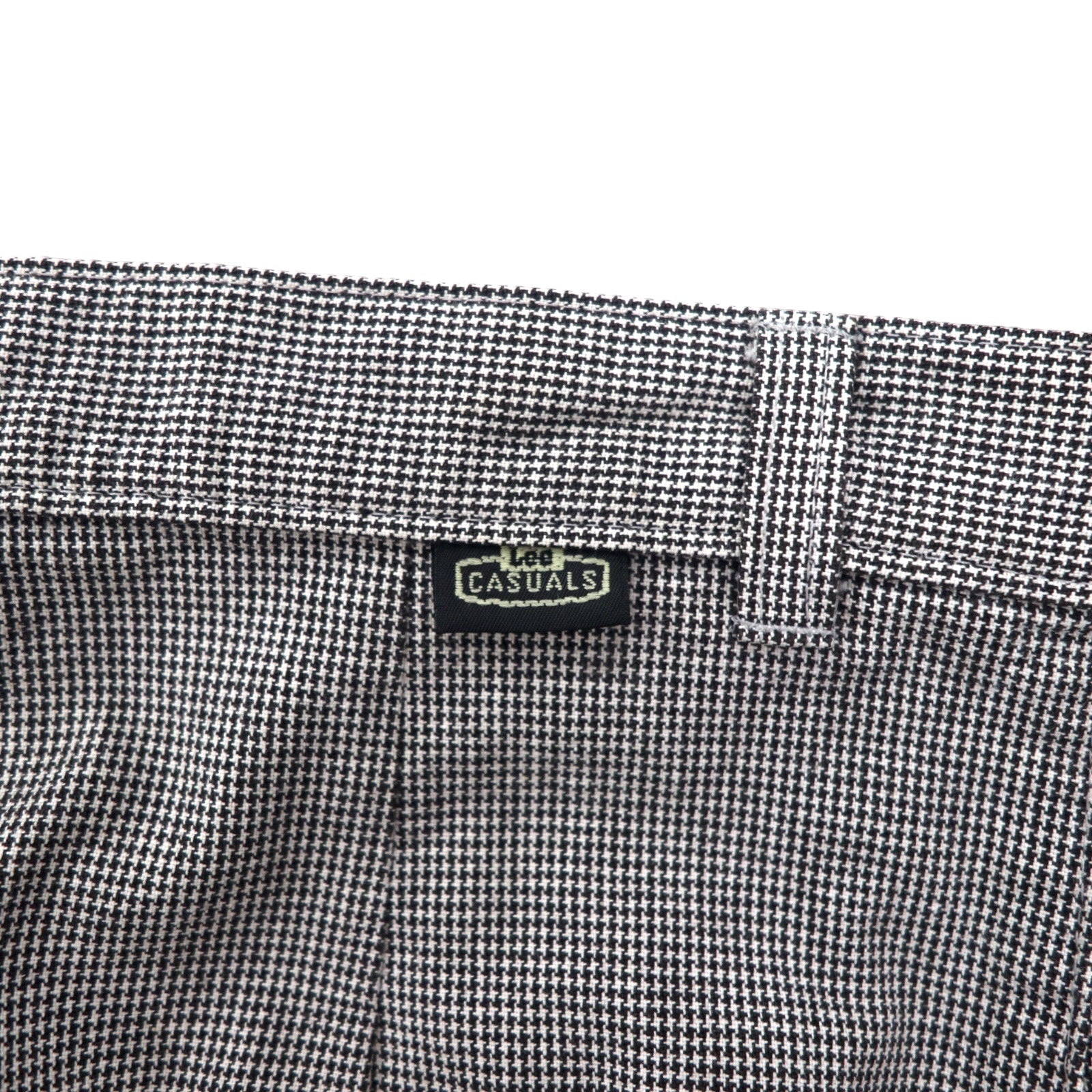 Lee CASUALS Chino a vita alta con pieghe ampie affusolate anni '90 L grigio motivo pied de poule cotone WRINKLE FREE Prodotto nella Repubblica Dominicana
