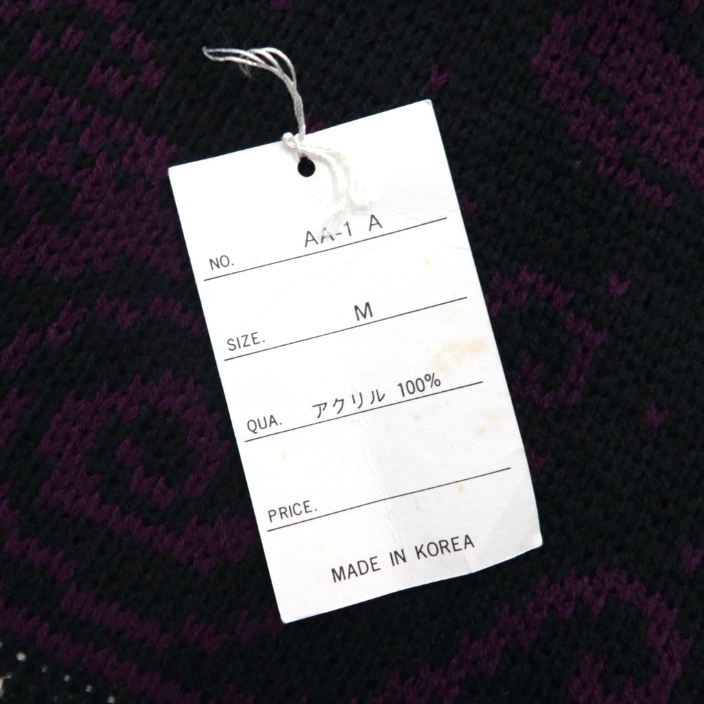 90s Vintage Jacquard Knit 90年代 バンダナ 総柄 ニット セーター M ブラック RALPH EVANS 未使用品